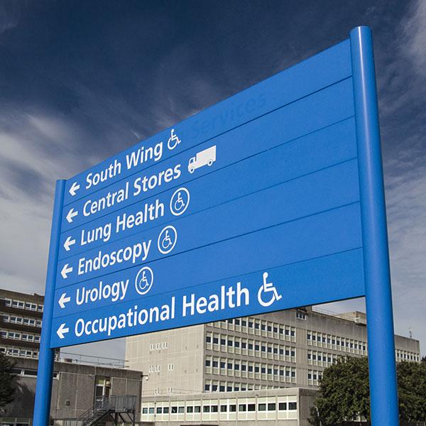 Hospital wayfinding directions signpost